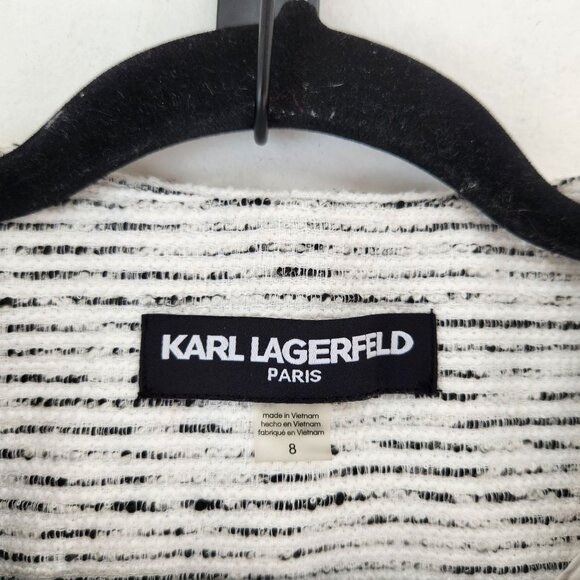 Karl Lagerfeld Paris White Tweed Blazer Jacket Career Preppy Academia Women's 8 - Picture 6 of 9